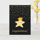 Black & Gold Super Star Graduation Congratulations Card (Yellow Flower)