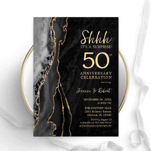 Black Gold Surprise 50th Anniversary Invitation