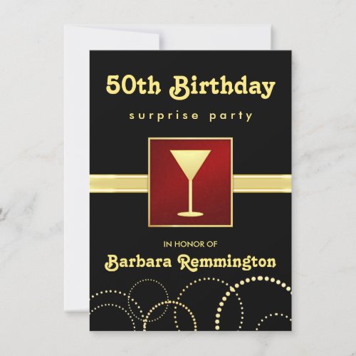 Black  Gold _ Surprise 50th Birthday Party Invite