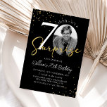 Black Gold Surprise 70th Birthday Photo Invitation<br><div class="desc">Black Gold Surprise 70th Birthday Photo Invitation</div>