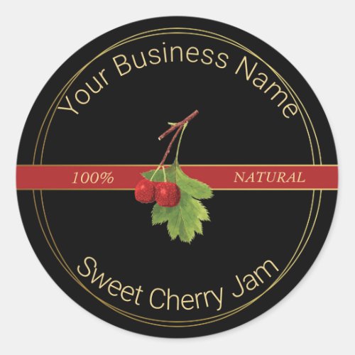 Black  Gold Sweet Cherry Jam Product Label