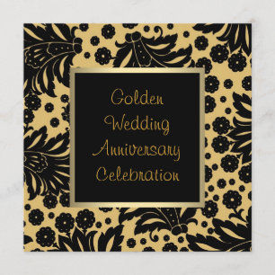 Black Gold Swirl 50th Wedding Anniversary Invitation