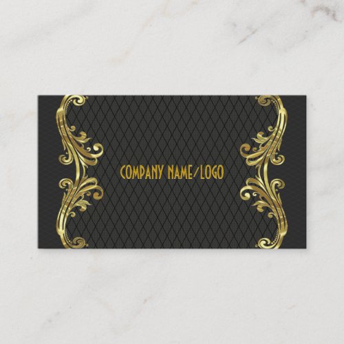 Black &amp; Gold Swirls Business Card Template