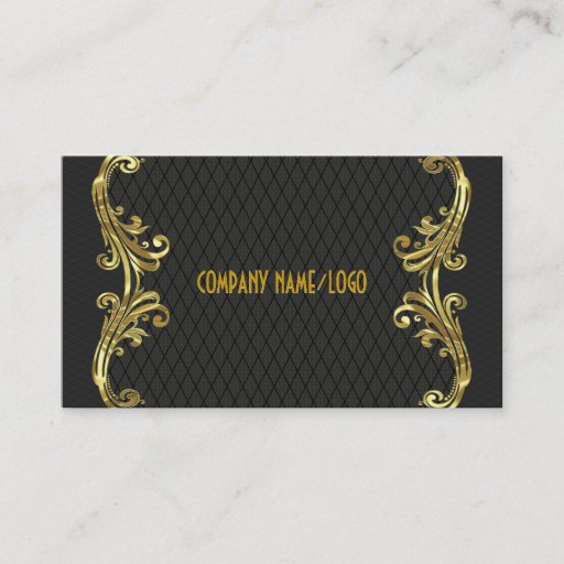 Customizable Black &amp; Gold Swirls Business Card Template