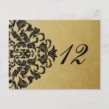 black gold table numbers postcards