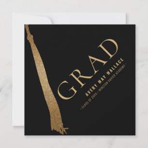 Black Gold Tassel Unique Graduation Custom  Invitation