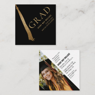 Black Gold Tassel Unique Graduation Custom Photo  Enclosure Card
