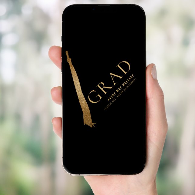 Black Gold Tassel Unique Graduation Custom Photo  Invitation (Front Digital)
