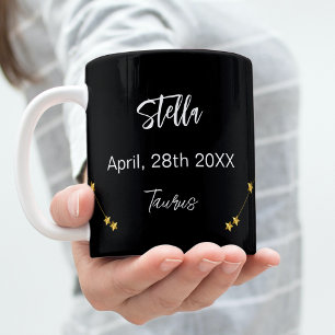 Black gold Taurus star constellation birthday Coffee Mug