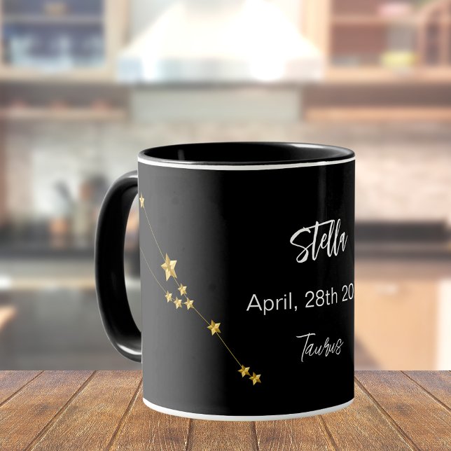 Black gold Taurus star constellation birthday Mug (Creator Uploaded)
