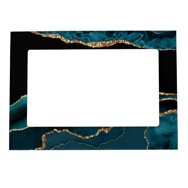 Black, Gold & Teal Agate Magnetic Frame (Front)