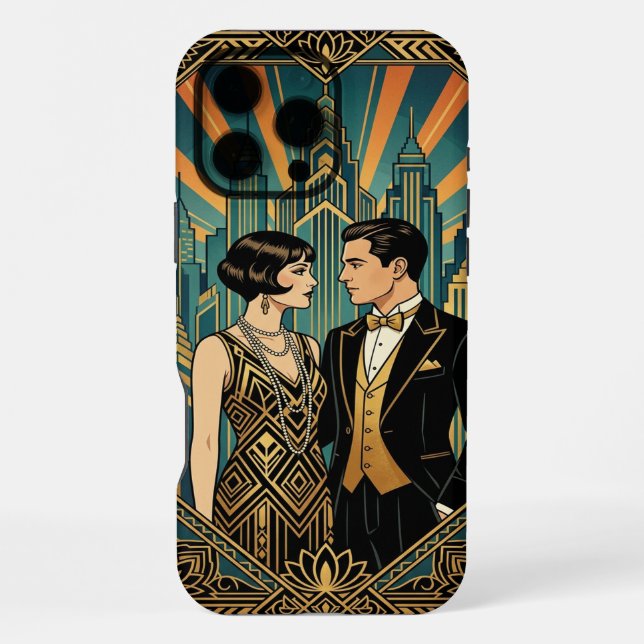 Black Gold Teal iPhone 16 Pro Max Case (Back)