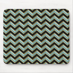 Black Gold Teal ZigZag Mouse Pad