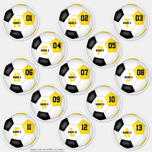 black gold team colors 13 soccer stickers