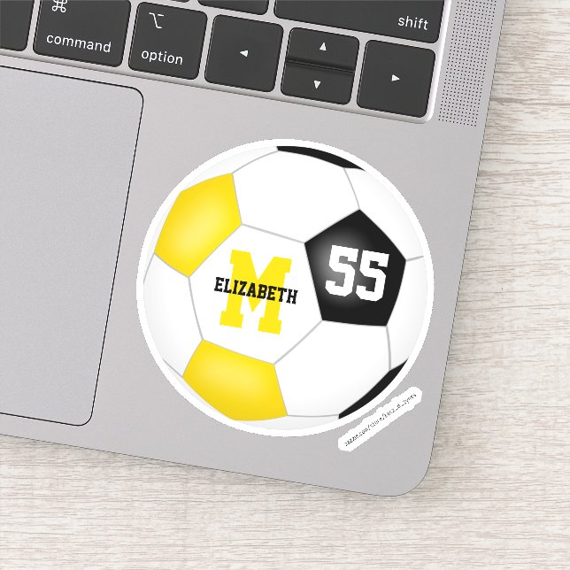 black gold team colors girls boys soccer sticker (Detail)