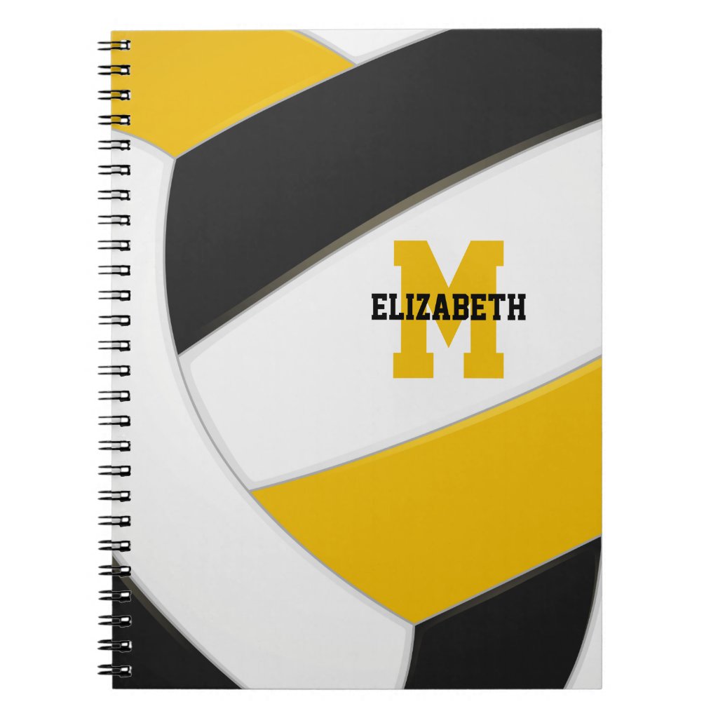black gold team colors girls boys volleyball notebook
