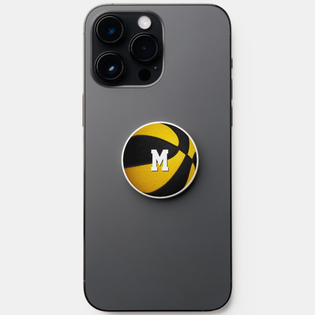 black gold team colors his her basketball PopSocket (Front)