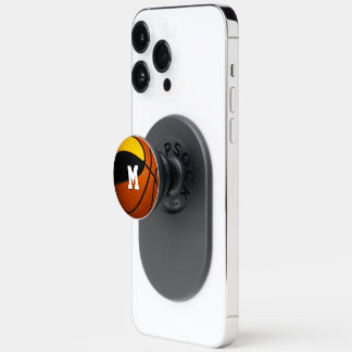 black gold team colors monogrammed basketball PopSocket