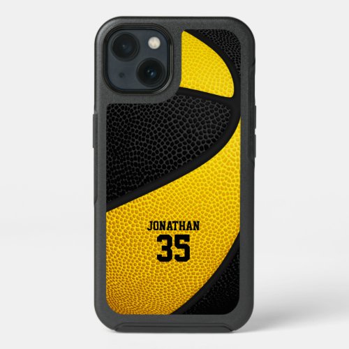 black gold team colors personalized basketball iPhone 13 case