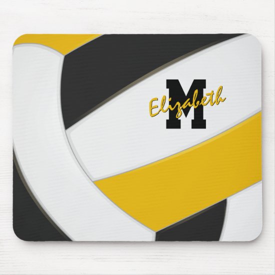 black gold team colors personalized volleyball mouse pad