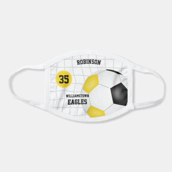 black gold team colors player name his hers soccer face mask