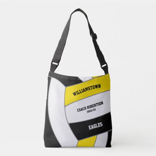black gold team colors volleyball athlete coach crossbody bag