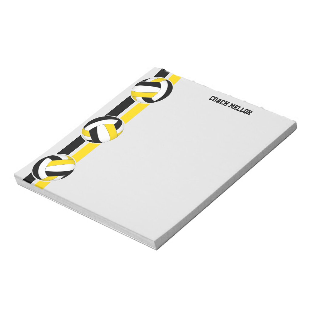 black gold team colors volleyball coach custom notepad