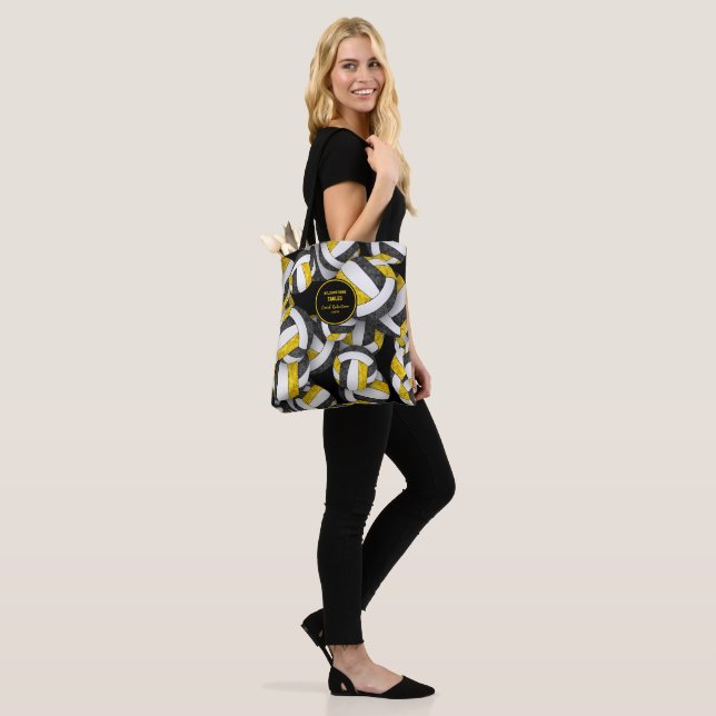 black gold team colors volleyball coach tote bag (On Model)