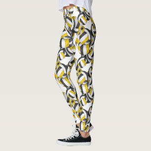 black gold team colors volleyballs pattern leggings