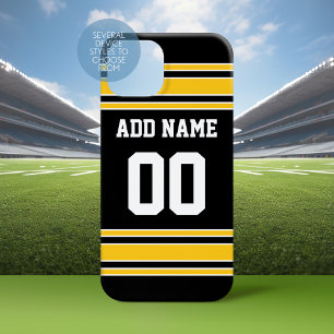 Black Gold Team Jersey Custom Name and Number iPhone 17 Case