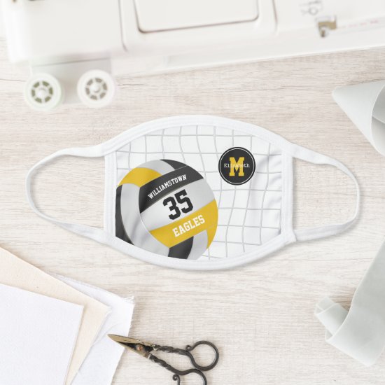 black gold team name personalized volleyball face mask