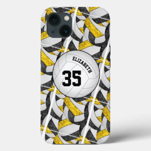 black gold team spirit gifts girls' volleyball iPhone 13 case