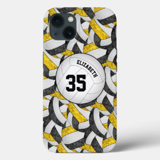 black gold team spirit gifts girls' volleyball iPhone 13 case