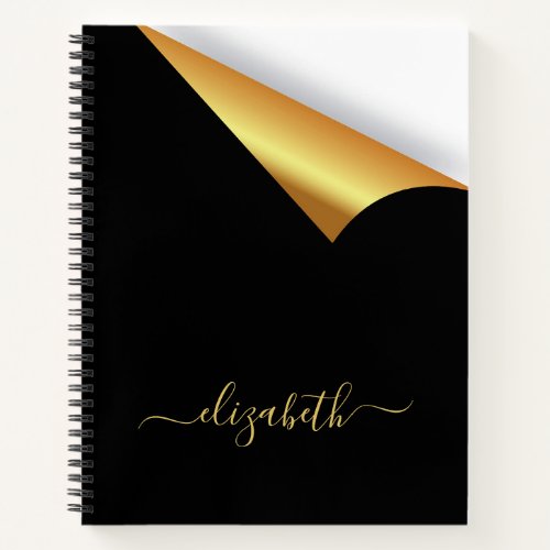 Black gold tear away modern elegant monogram notebook