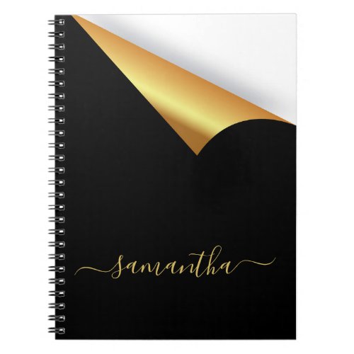 Black gold tear away modern elegant monogram notebook