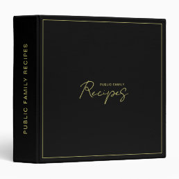 Black Gold Template Elegant Calligraphy Recipe 3 Ring Binder
