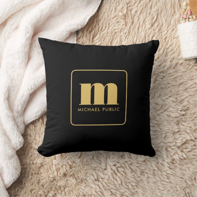 Black & Gold Template Pillows Custom Name Monogram (Blanket)