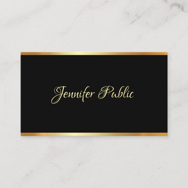 Black Gold Template Professional Typography Script Business Card (Front)