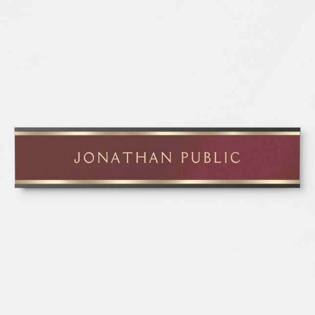 Black & Gold Text Home Office School Business Door Sign (Front)