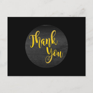 Black Gold Thank You  Abstract Modern Postcard
