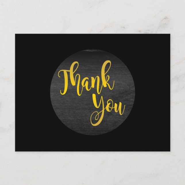 Black Gold Thank You  Abstract Modern Postcard (Front)