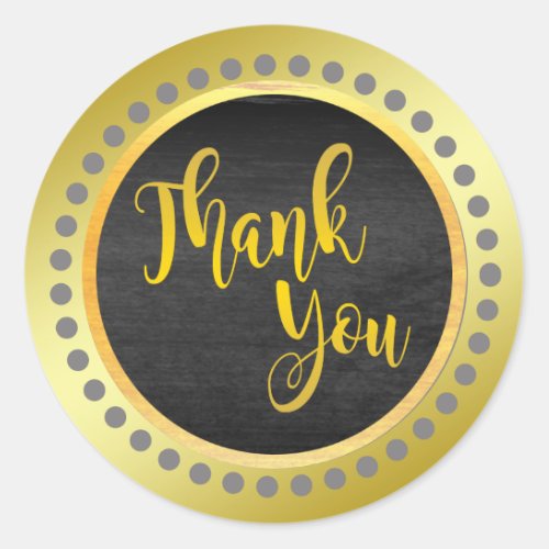 Black Gold Thank You Classic Round Sticker