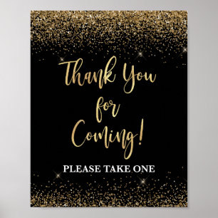 Black & Gold Thank You For Coming Favor Table Sign