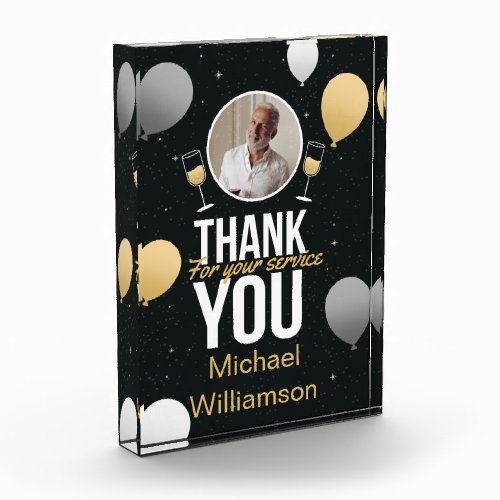 Black & Gold Thank You – Retirement Keepsake Photo Block
