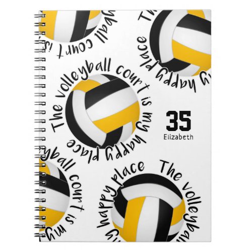 black gold The volleyball court is my happy place Notebook