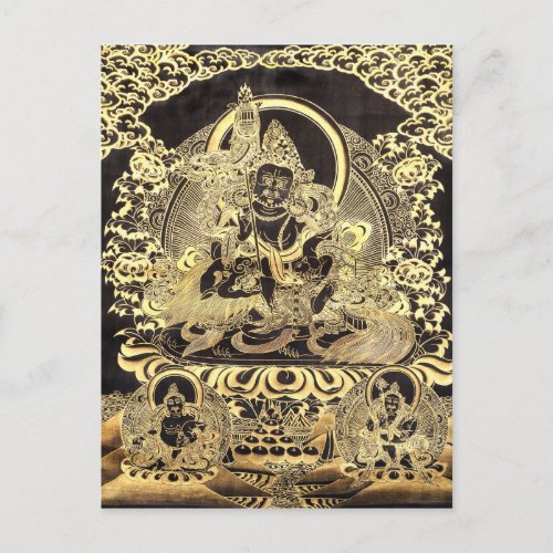 Black  Gold Tibetan Buddhist Art Postcard