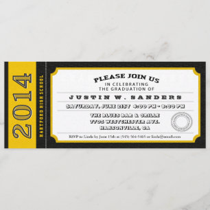 Black & Gold Ticket Style Graduation Invitation