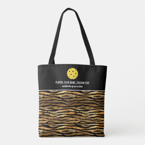 Black Gold Tiger Print Custom Pickleball Paddle Tote Bag