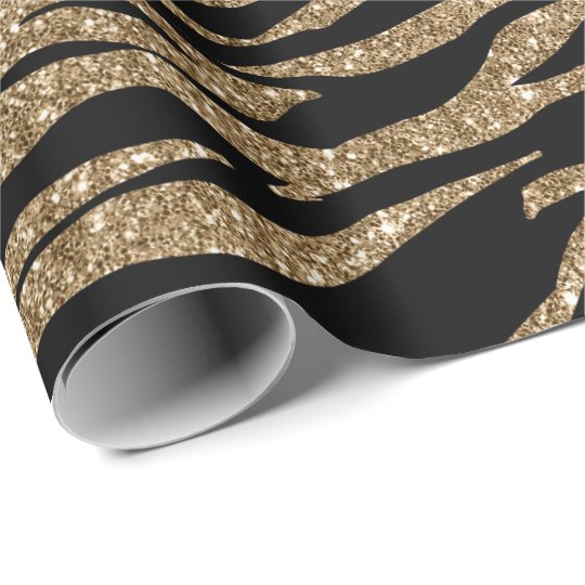 Black gold tiger stripe pattern party wrap wrapping paper