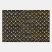 Black gold tiled party art deco wrapping paper sheets (Front 2)